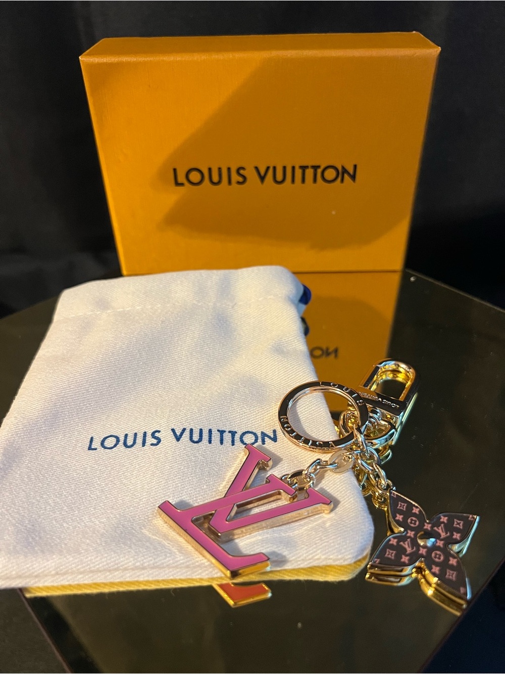 Louis Vuitton Pink & Gold LV Bag Charm Box & Dust Bag Included